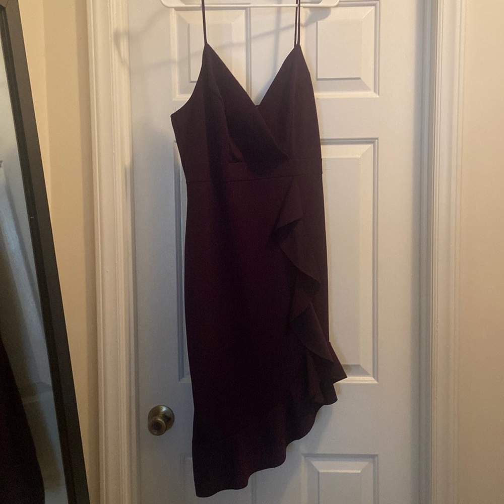 Purple Ruffle Asymmetrical Dress